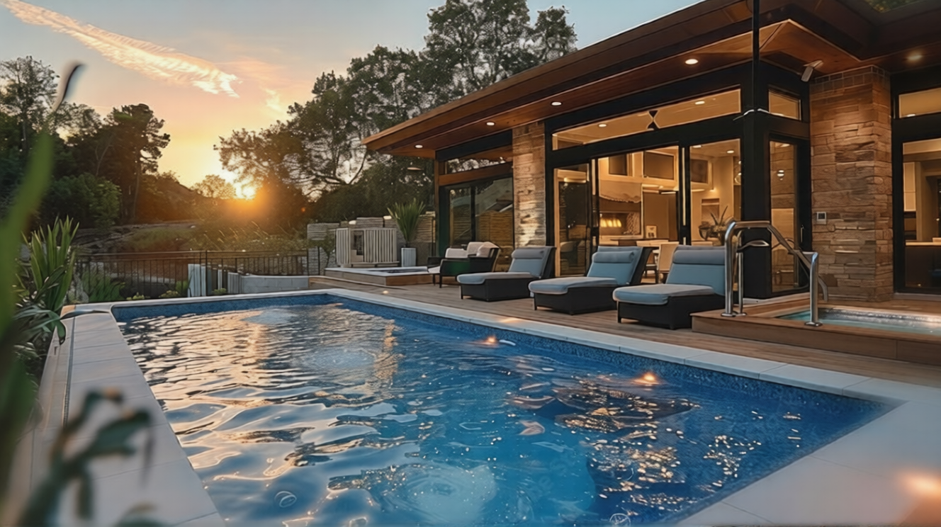Outdoor living and pool area